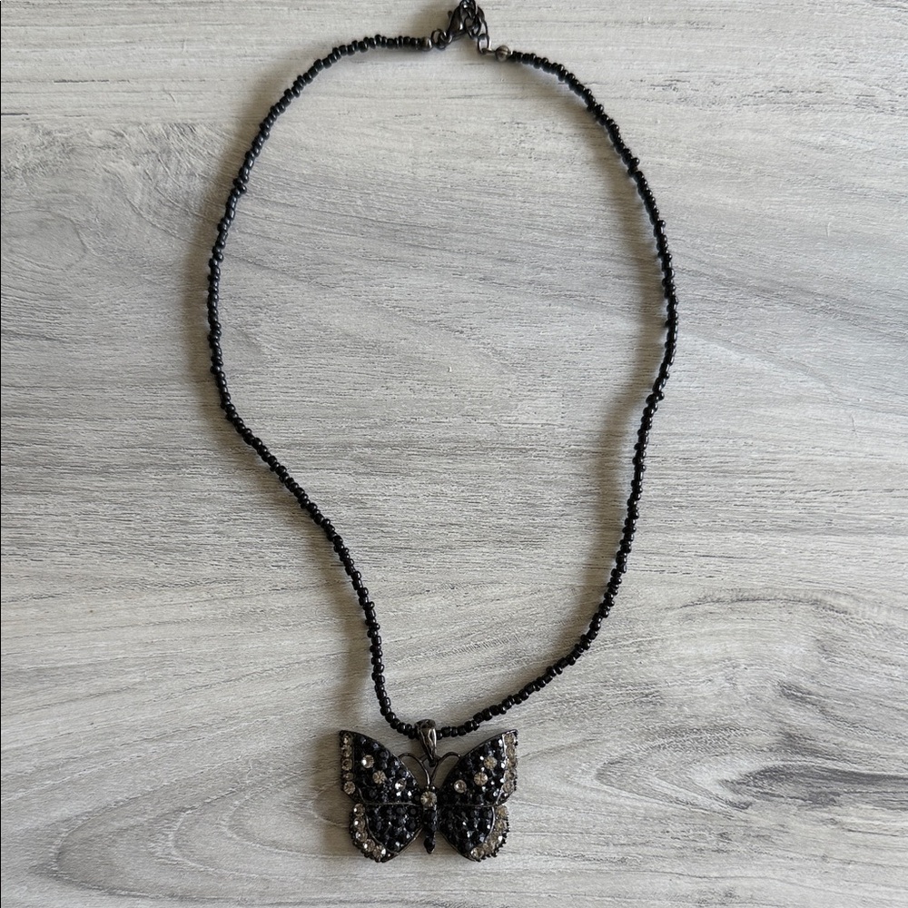 Elegant Black Butterfly Pendant Necklace